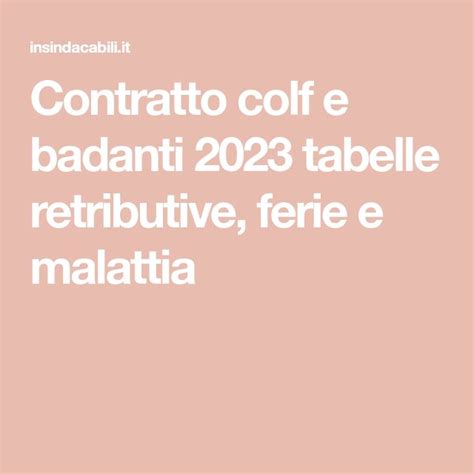 contratto colf 2023 tabelle retributive